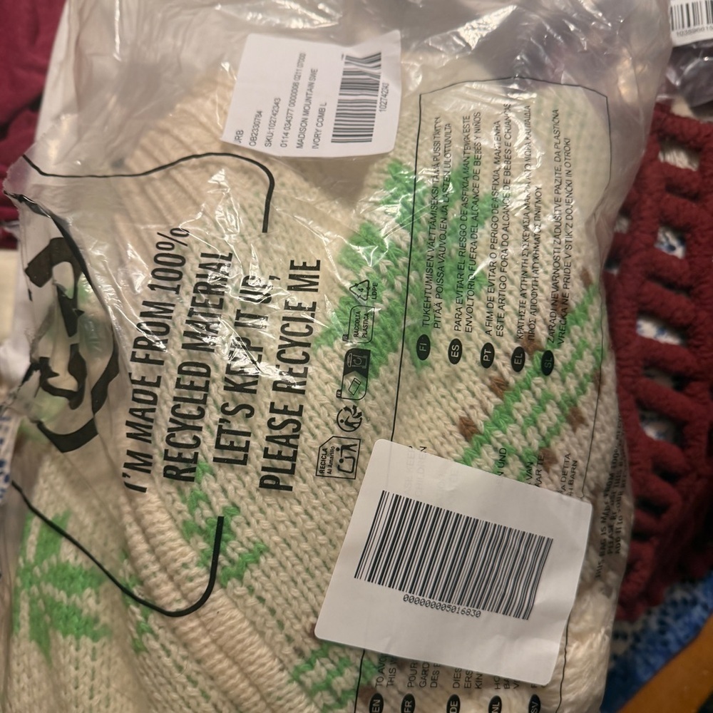 New BDG Madison Mountain Fair Isle Oversized Full-Zip Hoodie Sweater - Picture 12 of 13